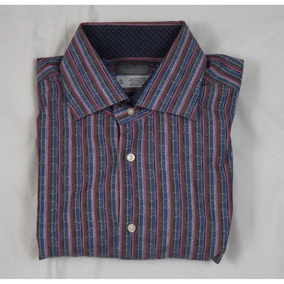 Thomas Dean Mens Long Sleeve‎ Button Front Flip Cuff Shirt Size XL - Picture 9 of 11